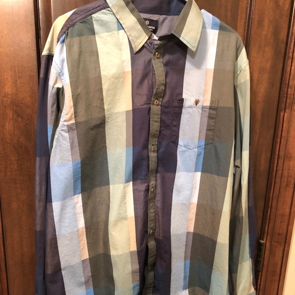 Button down dress-shirt XLT blue/ green checkered